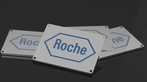 Roche Logo International Signal Animação Dinâmica Ilustrativa — Vídeo de Stock