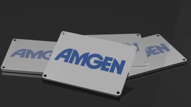 Logo Amgen Ilustracyjny Międzynarodowy Sygnał Animacji Akcji — Wideo stockowe