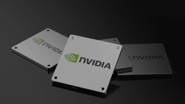 Nvidia Logo Illustrative Animation Modern Moving Signal — 图库视频影像