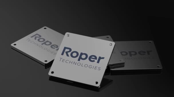 Logo Roper Technologies Animazione Dinamica Illustrativa Del Segnale Internazionale — Video Stock