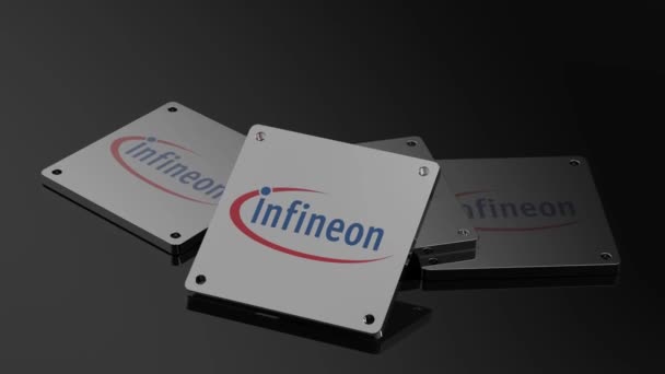 Infineon Logo International Signal Boeiende Illustratieve Animatie — Stockvideo