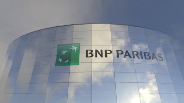 BNP Paribas logosu Başarının Mavi Logosu İşletmenin Büyüleyici bir İllüstrasyonu Mavi bir logoda gömülü iş başarısının göz kamaştırıcı bir örneği.