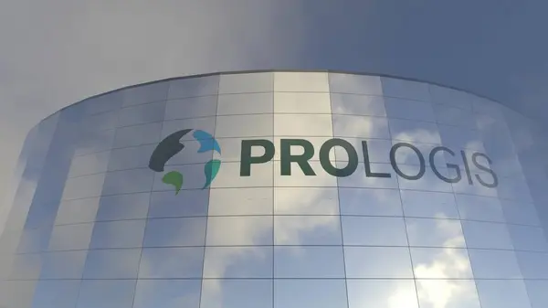 Prologis Logo Der Glasturm Eine Redaktionelle Illustration Der Modernen Industrie lizenzfreie Stockfotos