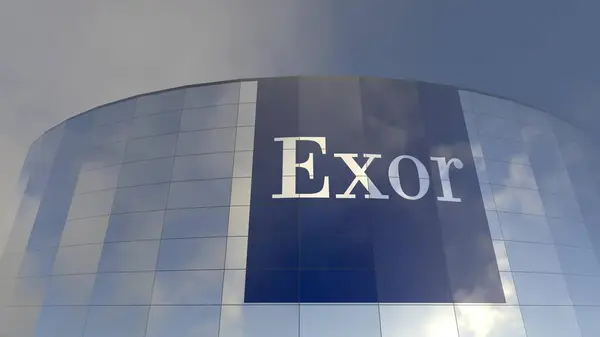 Логотип Exor Знаменитая Стеклянная Башня Захватывающий Герб Капиталистической Власти Знаменитая Лицензионные Стоковые Изображения