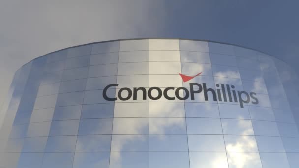 Conocophillips Logo Företagets Skyline Modern Ikon För Ekonomisk Makt Företagets — Stockvideo