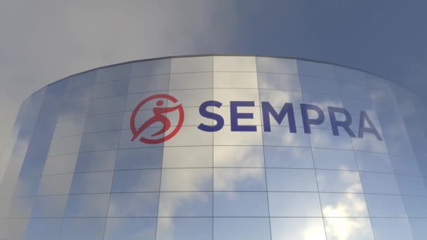 Sempra Energy Logo Globální Business Centrum Podmanivý Pohled Skleněnou Věž — Stock video