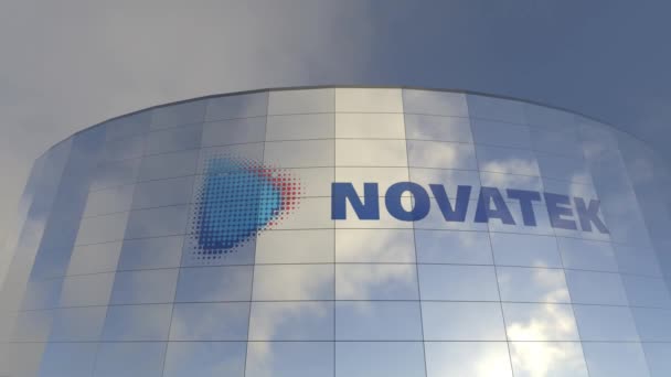 Novateks Logotyp Berömt Glastorn Ett Fängslande Emblem För Kapitalistisk Makt — Stockvideo