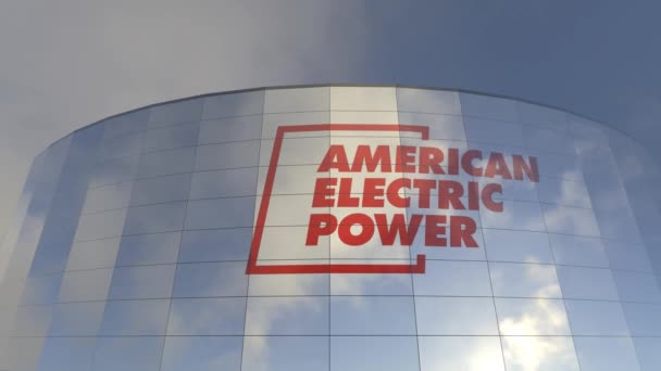Logo American Electric Power Famosa Torre Vidrio Cautivador Emblema Del — Vídeo de stock