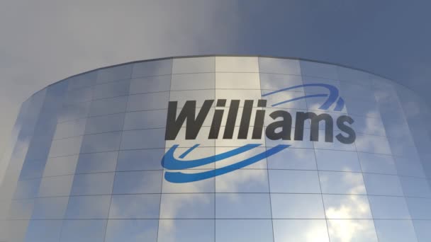 威廉姆斯公司标志金融区地标玻璃塔盈利与成功的玻璃塔金融区的一个重要里程碑 玻璃塔代表盈利与成功 — 图库视频影像