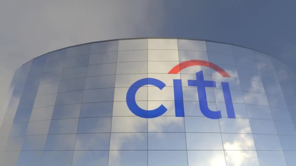Citigroup Logo Corporate Skyline Modern Icon Economic Power Corporate Skyline — Stock Video