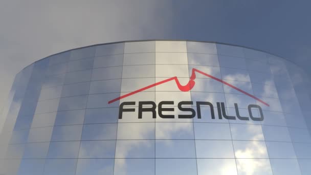 Fresnillo Logo Företagsreflektioner Kapitalismens Ikoniska Glastorn Ett Imponerande Glastorn Som — Stockvideo