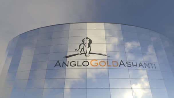 Anglogold Ashanti Logo Globální Business Centrum Podmanivý Pohled Skleněnou Věž — Stock video