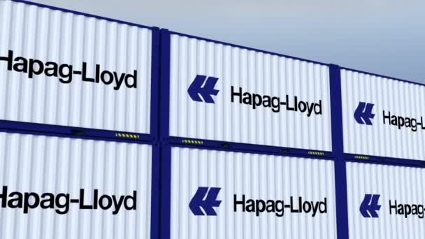 Hapag Lloyd Logo Metalllådor Med Logotyp Och Flagga — Stockvideo