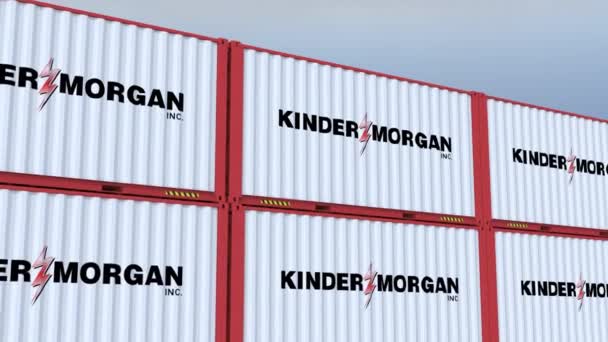 Kinder Morgan Logo United Trade Logo Flag Uitgelicht Metal Shipping — Stockvideo