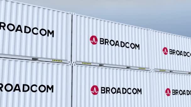 Broadcom Logo Vlag Van International Trade Emblem Logo Vlag Metalen — Stockvideo