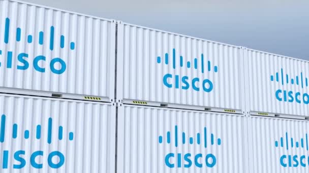 Ciscos Logotyp Flagga Som Representerar Internationell Handel — Stockvideo