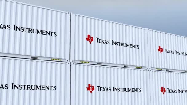 Logotipo Texas Instruments Ícones Logotipo Comércio Global Bandeira Recipientes Transporte — Vídeo de Stock