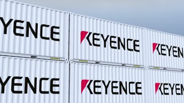 Keyence Logo Bandeira Que Representa Comércio Internacional — Vídeo de Stock