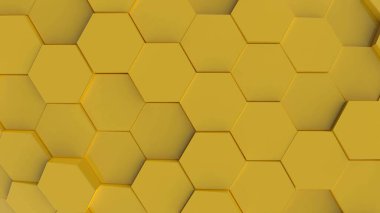 Sarı 3D Animasyon Altıgen Desenler: Fütürist Grafik Tasarımı