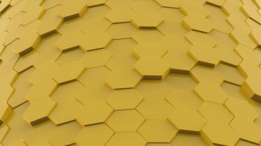 Sarı Geometrik Soyut Altıgen Hareket: Fütürist Teknoloji