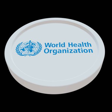 Dünya Sağlık Örgütü WHO 3. Madeni para logosu illüstrasyon borsa editörü