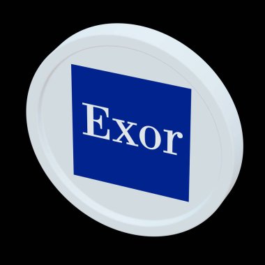 Exor 3d coin logo illustration stock market editorial clipart