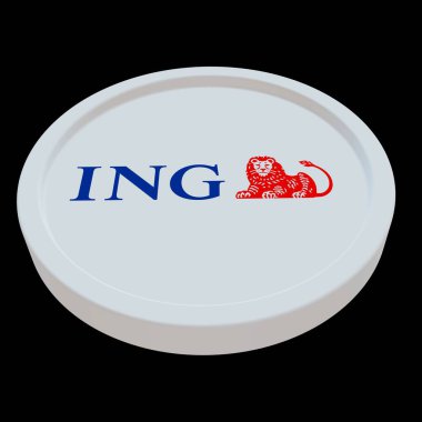 ING 3d madeni para logosu illüstrasyon borsa editörü