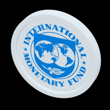 Uluslararası Para Fonu IMF 3d sikke logosu illüstrasyon borsa editörü