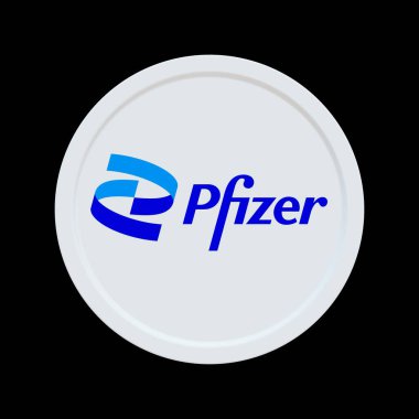 Pfizer 3d madeni para logosu illüstrasyon borsa editörü