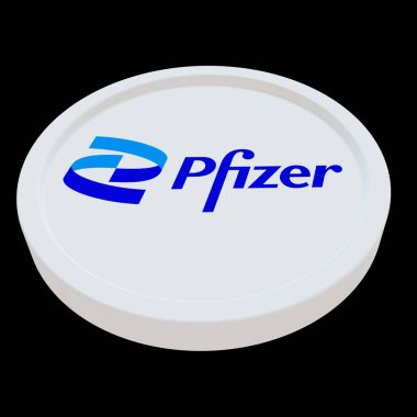 Pfizer 3d madeni para logosu illüstrasyon borsa editörü