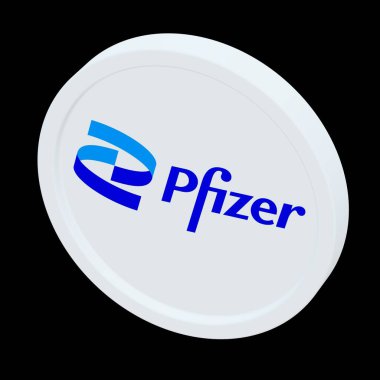 Pfizer 3d madeni para logosu illüstrasyon borsa editörü