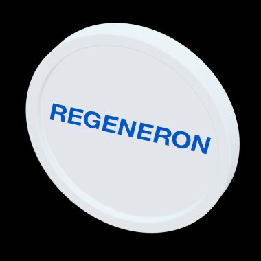Regeneron Eczacılık 3 boyutlu madeni para logosu illüstrasyon borsa editörü