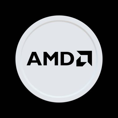 AMD 3D madeni para logosu illüstrasyon borsa editörü