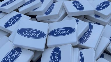 Ford logo küp şirketi arka planı 3d illüstrasyon borsa editoryel