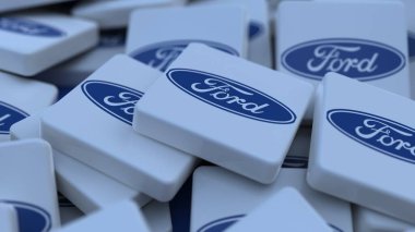Ford logo küp şirketi arka planı 3d illüstrasyon borsa editoryel