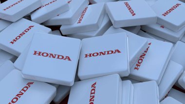 Honda logo kübü şirketinin arka planı 3 boyutlu illüstrasyon borsa editörü