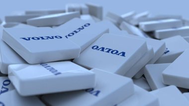 Volvo Araba Logo Şirketi arka planda 3 boyutlu illüstrasyon borsa editörü