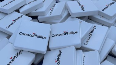 ConocoPhillips logo küp şirketi arkaplan 3d illüstrasyon borsa editörü