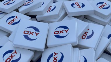 Occidental Petroleum logo küp şirketi arkaplan 3d illüstrasyon borsa editoryel