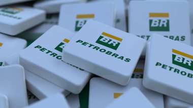 Petrobras logo kübü şirketinin arka planı 3 boyutlu illüstrasyon borsa editörü