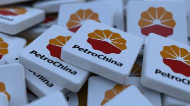 PetroChina logo küp şirketi arkaplan 3d illüstrasyon borsa editoryel