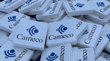 Cameco logo kübü şirketinin arka planı 3 boyutlu illüstrasyon borsa editörü