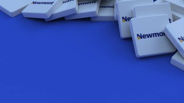 Newmont logo kübü şirketinin arka planı 3 boyutlu illüstrasyon borsa editörü