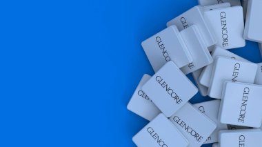 Glencore logo kübü şirketinin arka planı 3d illüstrasyon borsa editörü