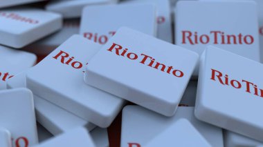 Rio Tinto logo küp şirketi arka planı 3d illüstrasyon borsa editörü