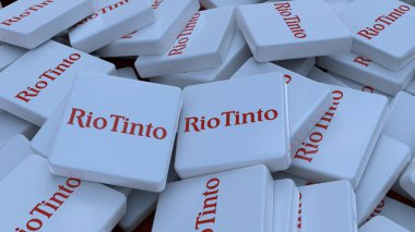 Rio Tinto logo küp şirketi arka planı 3d illüstrasyon borsa editörü