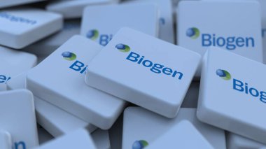 Biyojen logo kübü şirketinin arka planı 3 boyutlu illüstrasyon borsa editörü