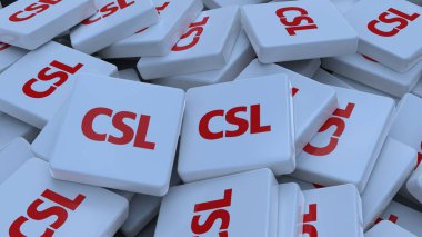 CSL logo kübü şirketi arka planı 3d illüstrasyon borsa editörü