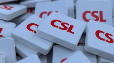 CSL logo kübü şirketi arka planı 3d illüstrasyon borsa editörü