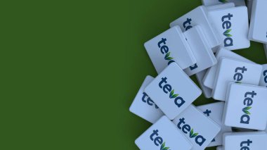 Teva İlaç Endüstrisi logo kübü şirketi arka planda 3 boyutlu illüstrasyon borsa editörü